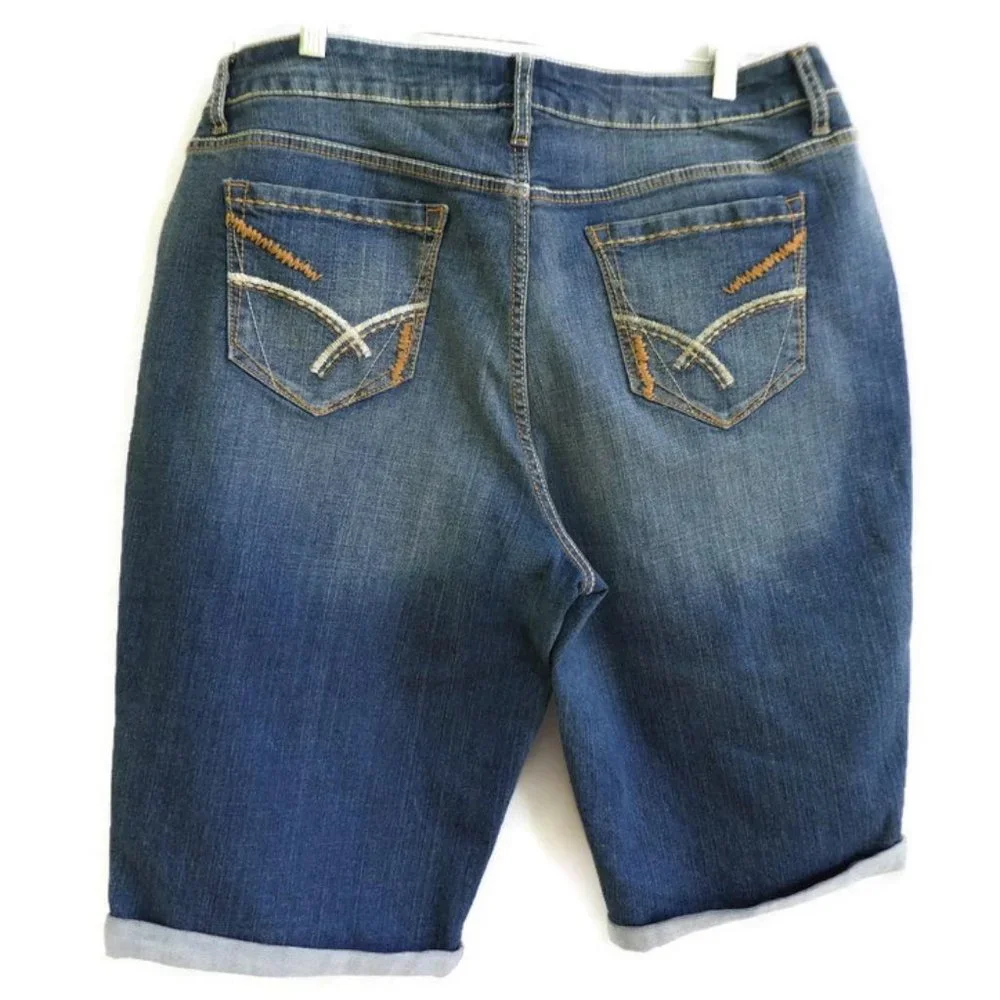 A.N.A. Jean Denim Shorts Rolled Cuff Boyfriend Bermuda 20W